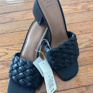 A New Day Black Braided Heels
